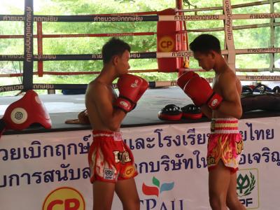 นักเรียนชั้นมัธยมศึกษาปีที่ 4 เข้ารวมฝึกซ้อมแม่ไม้มวยไทย ที่ค่ายมวยเบิกฤกษ์ยิม อำเภอเกาะคา จังหวัดลำปาง