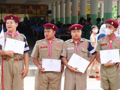 โรงเรียนมัธยมวิทยาได้จัดการฝึกอบรมโครงการสร้างจิตสำนึกพลเมืองดีวิถีประชาธิปไตย ให้กับเหล่าลูกเสือ กกต.